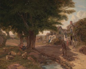 Dorpsscène (mogelijk Colickey Green, Essex) door Jessica Landseer